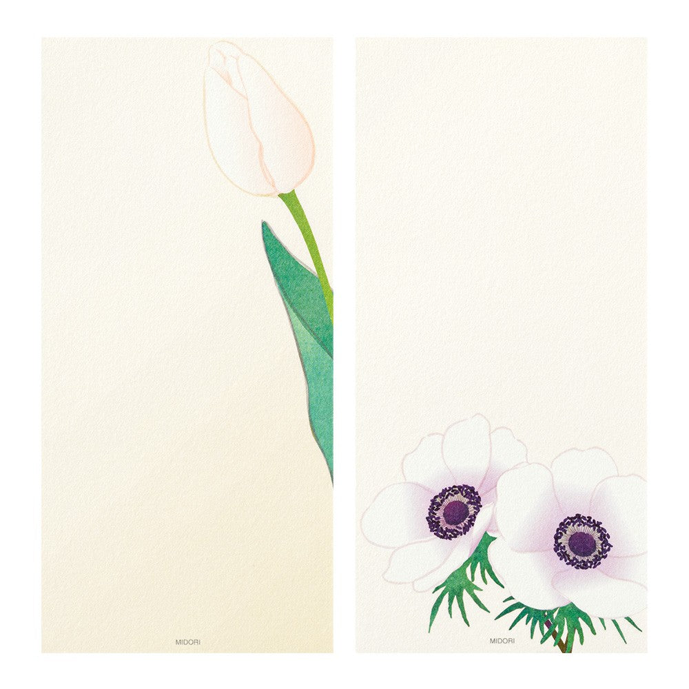 Midori Spring Flower White Message letter Pad Four Designs