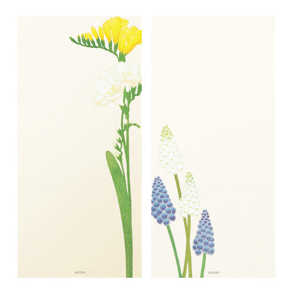 Midori Spring Flower White Message letter Pad Four Designs