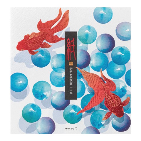 Midori Letter Pad 171 Foil-Stamping Marble and Goldfish