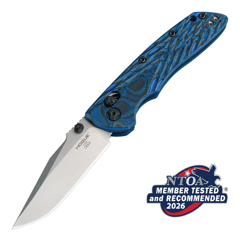 Hogue Deka Blue G-Mascus Handle Clip Point Magnacut Blade Folding Knife