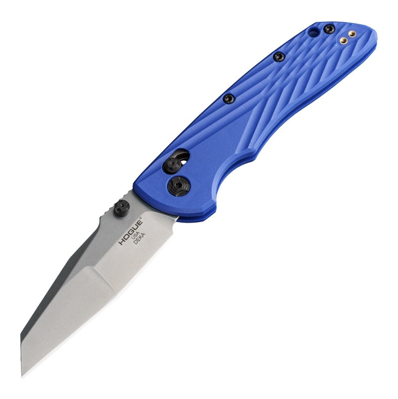 Hogue Deka Blue Polymer Handle Wharncliffe Magnacut Blade Folding Knife