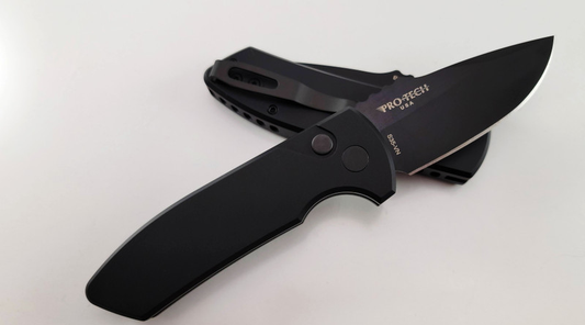 Protech Left Hand Rockeye Smooth Handle Black Blade Auto Folder
