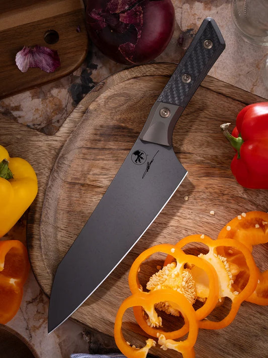 Microtech Chef Knife 8" Carbon Fiber / Bronzed Bolster DLC Kitchen Knife