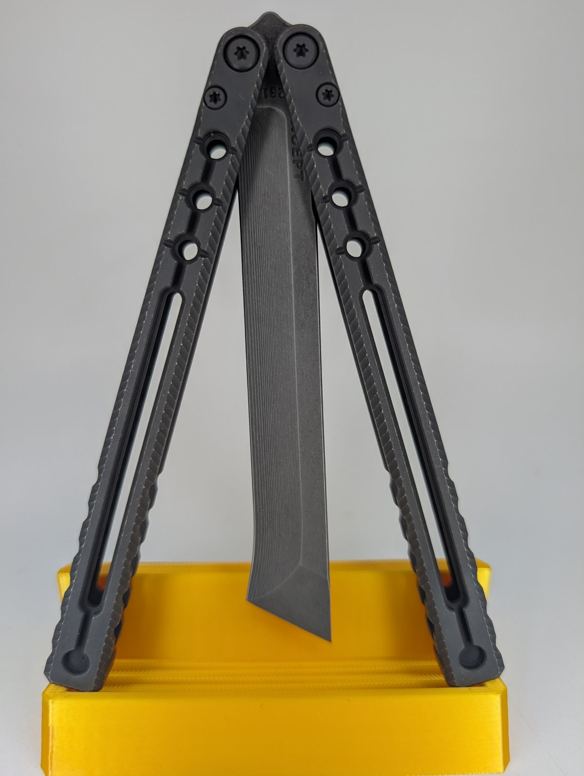 AcidWrx Incept Channeled Titanium False Blade Balisong Trainer