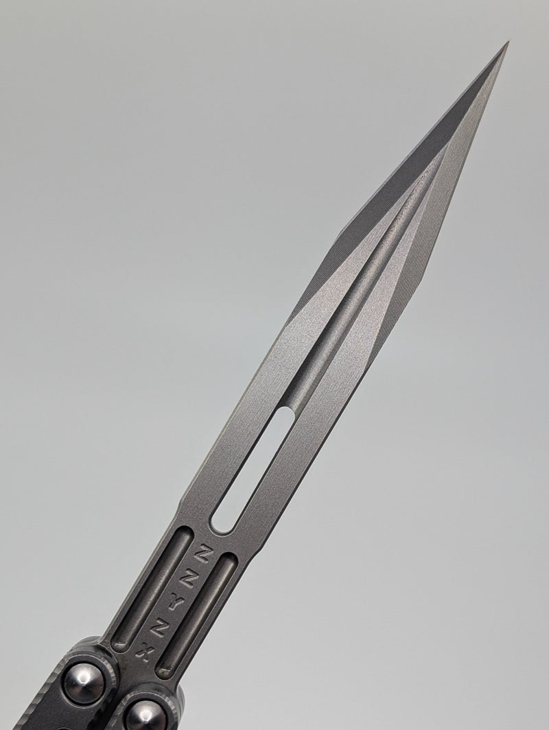 AcidWrx ZZYZX Judas Channeled Titanium False Edge Balisong