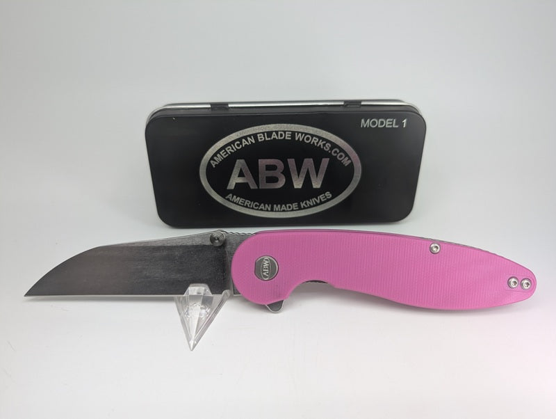 *Consignment* American Blade Works Model 1 Magenta G-10 Magnacut Liner Lock Folding Knife