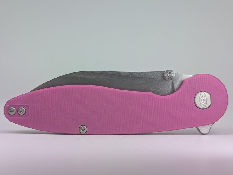 *Consignment* American Blade Works Model 1 Magenta G-10 Magnacut Liner Lock Folding Knife
