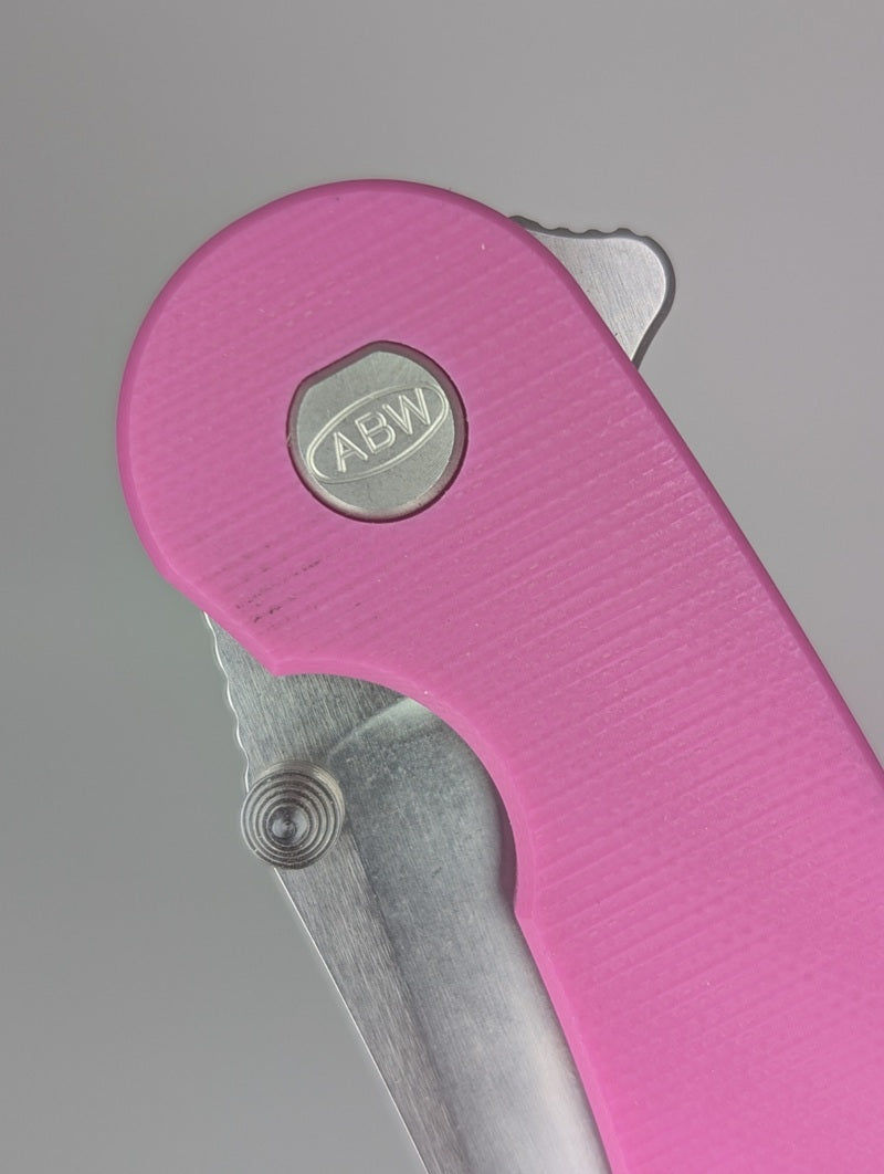 *Consignment* American Blade Works Model 1 Magenta G-10 Magnacut Liner Lock Folding Knife