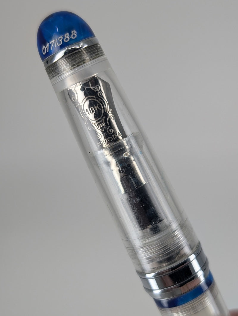 Aurora Limited Edition 88 Demonstrator Minerali Blue Fountain Pen 18k Gold Medium Nib #17 of 388