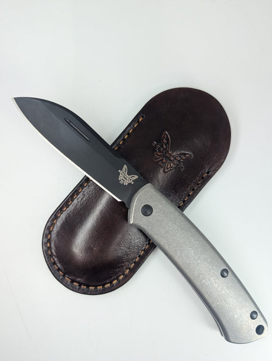 *Consignment* Benchmade 319 Proper Slip Joint Pocket Knife w/ Flytanium Titanium Scales and Leather Sleeve