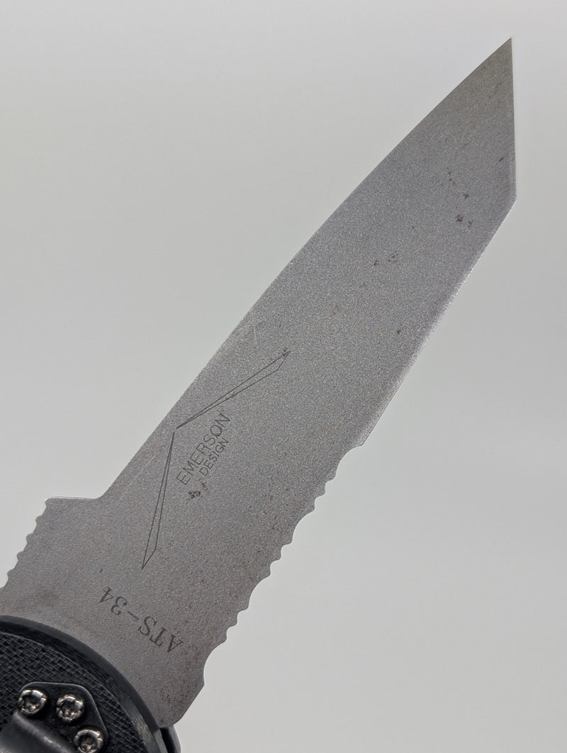 *Consignment* Benchmade Emerson Black ATS-34 Chisel Grind Partial Serrated Auto Folding Knife
