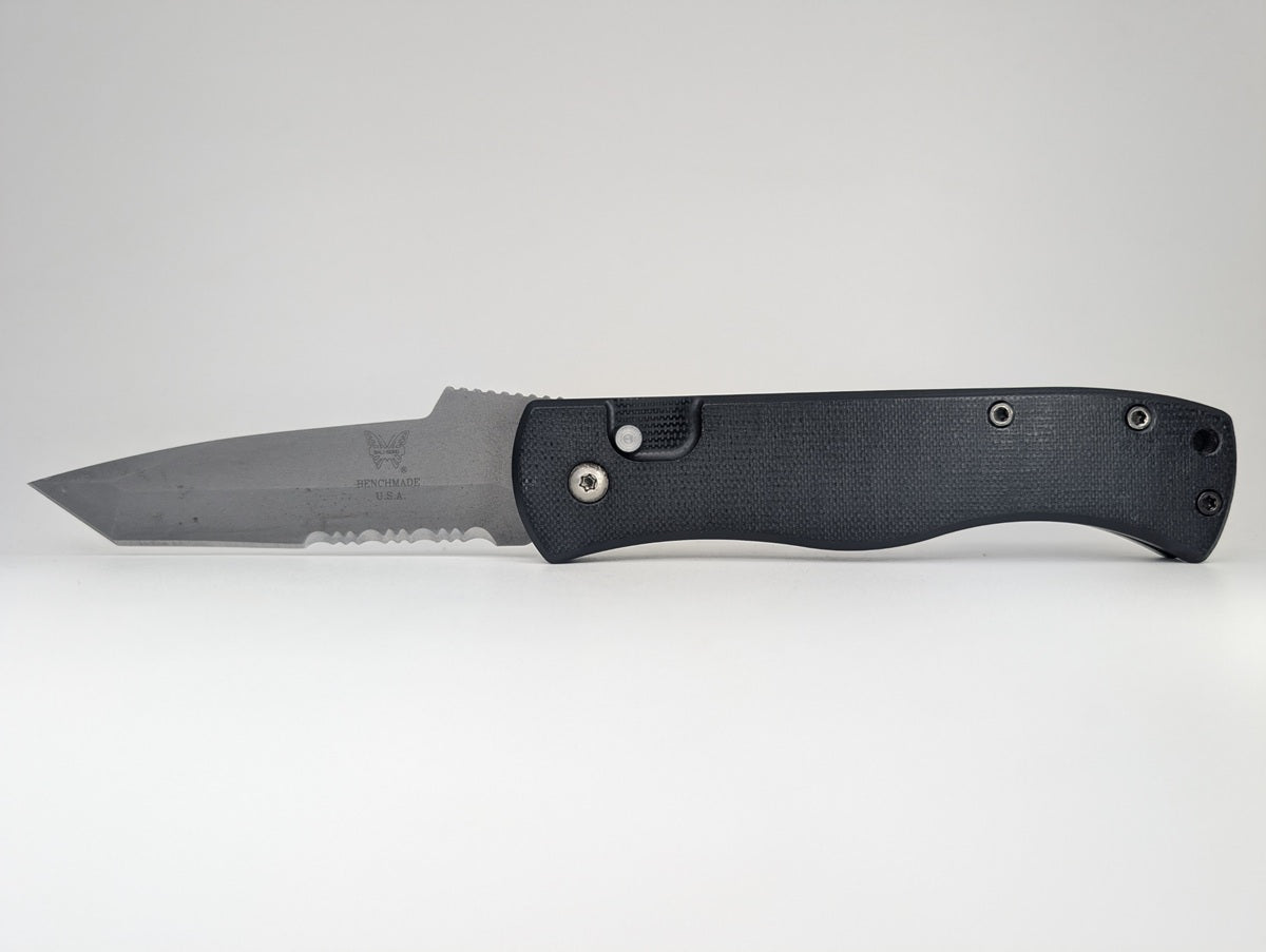 *Consignment* Benchmade Emerson Black ATS-34 Chisel Grind Partial Serrated Auto Folding Knife