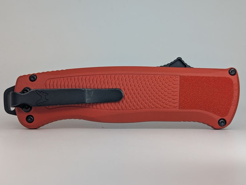 *Box-less Product* Benchmade Shootout Red Grivory Out the Front Knife