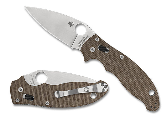 Spyderco Manix 2 Brown Canvas Micarta Cru-Wear Folding Knife
