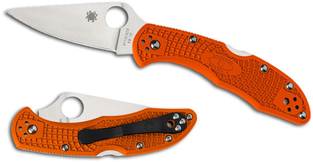 Spyderco Delica 4 Orange Flat Ground Plainedge