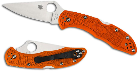 Spyderco Delica 4 Orange Flat Ground Plainedge
