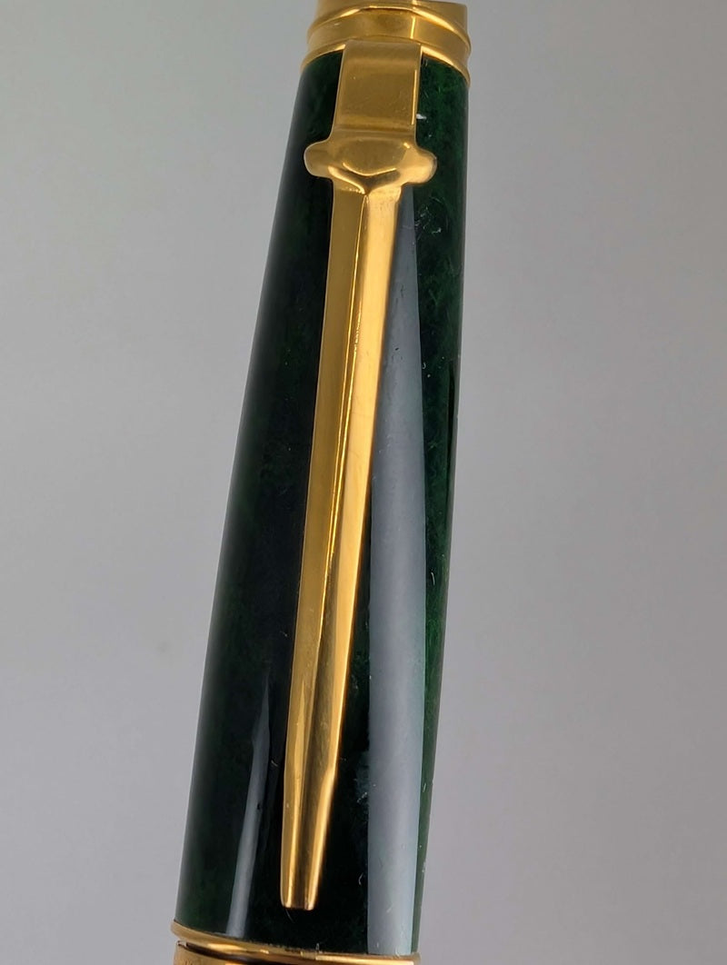 *Consignment* Caran d'Ache Geneve Collection Lacquer Marble Green Fountain Pen / Rollerball Pen Set