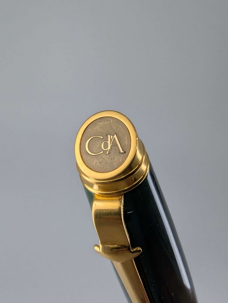 *Consignment* Caran d'Ache Geneve Collection Lacquer Marble Green Fountain Pen / Rollerball Pen Set