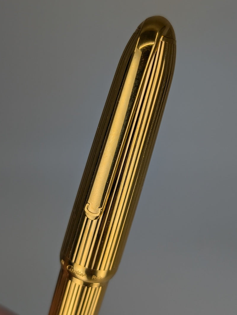 *Consignment* Stylo Bille Louis Cartier Godron Fountain Pen 18k Gold Fine Nib