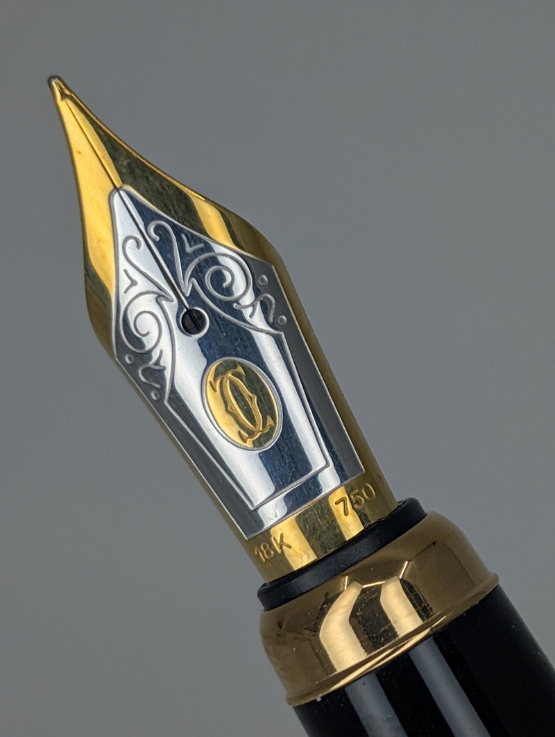 *Consignment* Stylo Bille Louis Cartier Godron Fountain Pen 18k Gold Fine Nib
