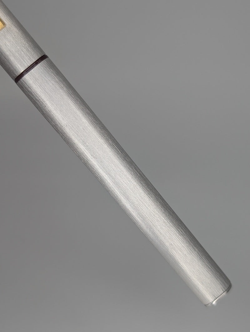 *Consignment* Cartier Vendome Brushed Silver Fountain Pen 18k Gold Medium Nib