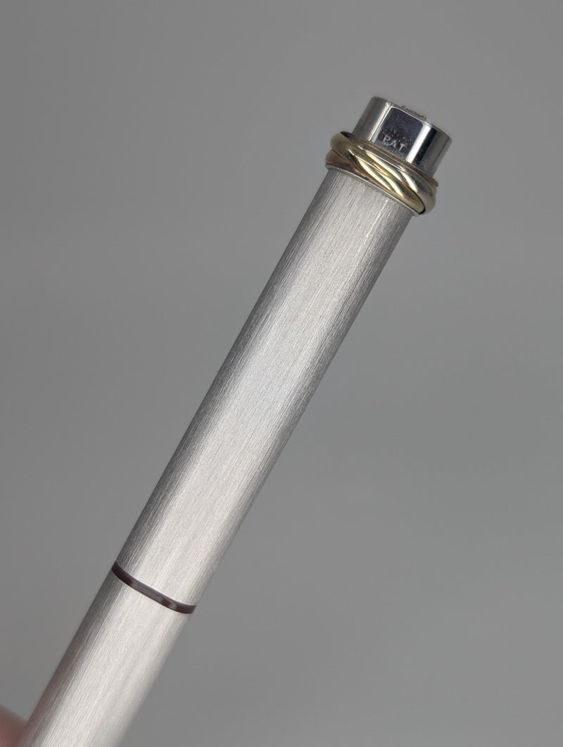 *Consignment* Cartier Vendome Brushed Silver Fountain Pen 18k Gold Medium Nib