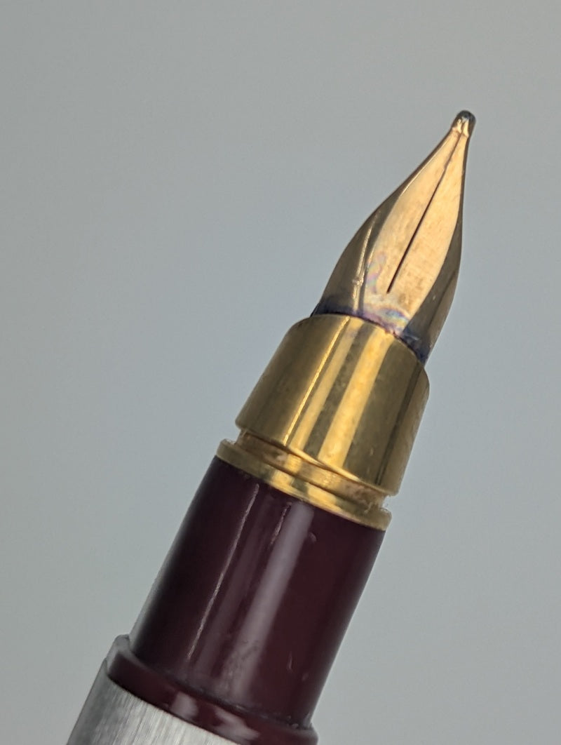 *Consignment* Cartier Vendome Brushed Silver Fountain Pen 18k Gold Medium Nib