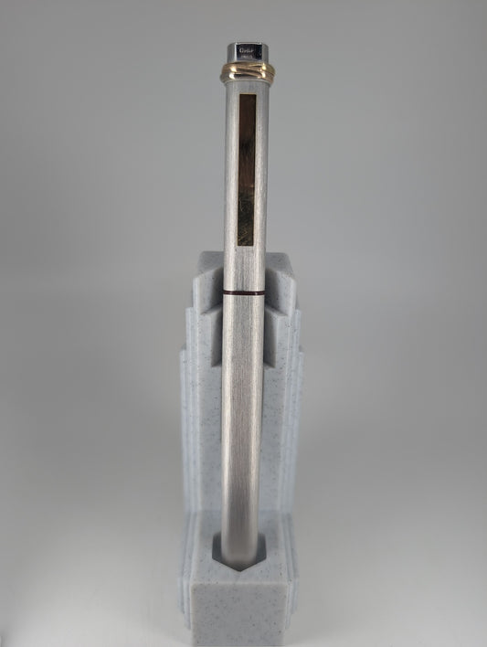 *Consignment* Cartier Vendome Brushed Silver Fountain Pen 18k Gold Medium Nib