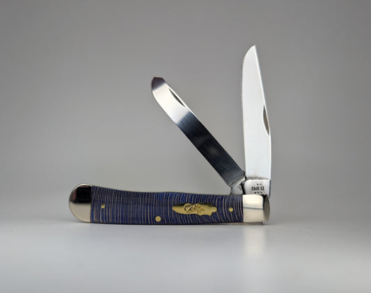 Case Knives Smooth Blue Sycamore Wood Trapper Slip Joint Knife