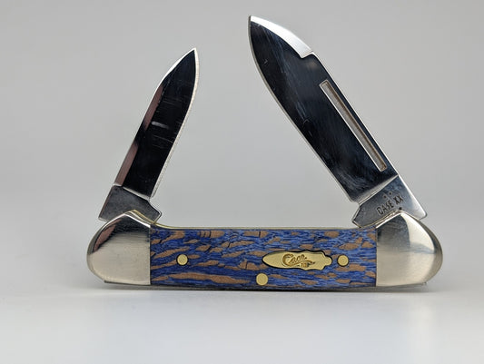 Case Knives Blue Sycamore Wood Smooth Baby Butterbean Slip Joint Knife