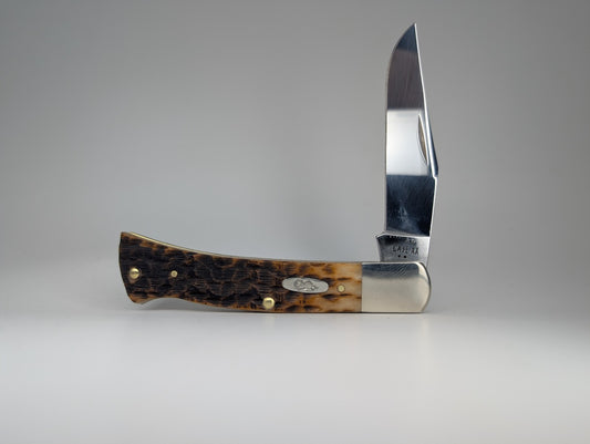 Case Knives Amber Bone Peach Seed Jig Axe Handle Pocket Knife