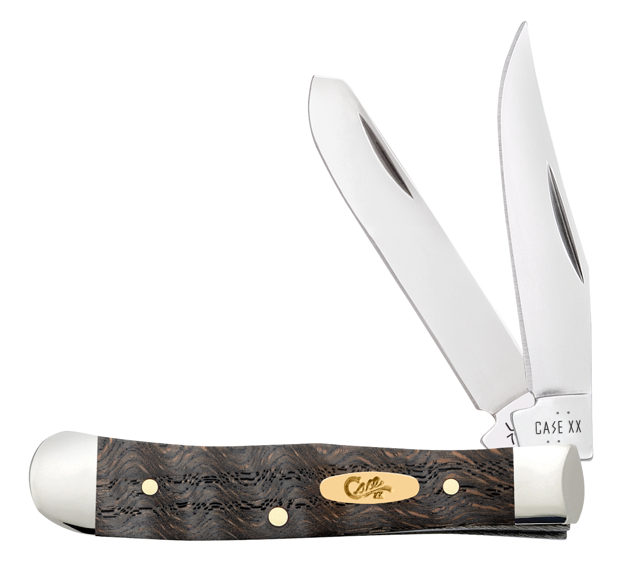 Case Knives Black Curly Oak Wood Smooth Tiny Trapper Pocket Knife