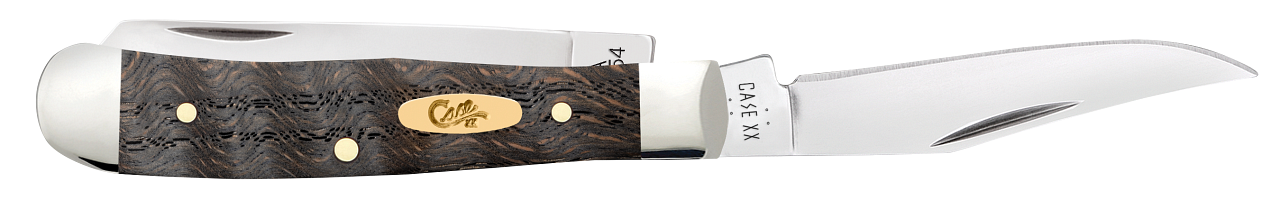 Case Knives Black Curly Oak Wood Smooth Tiny Trapper Pocket Knife
