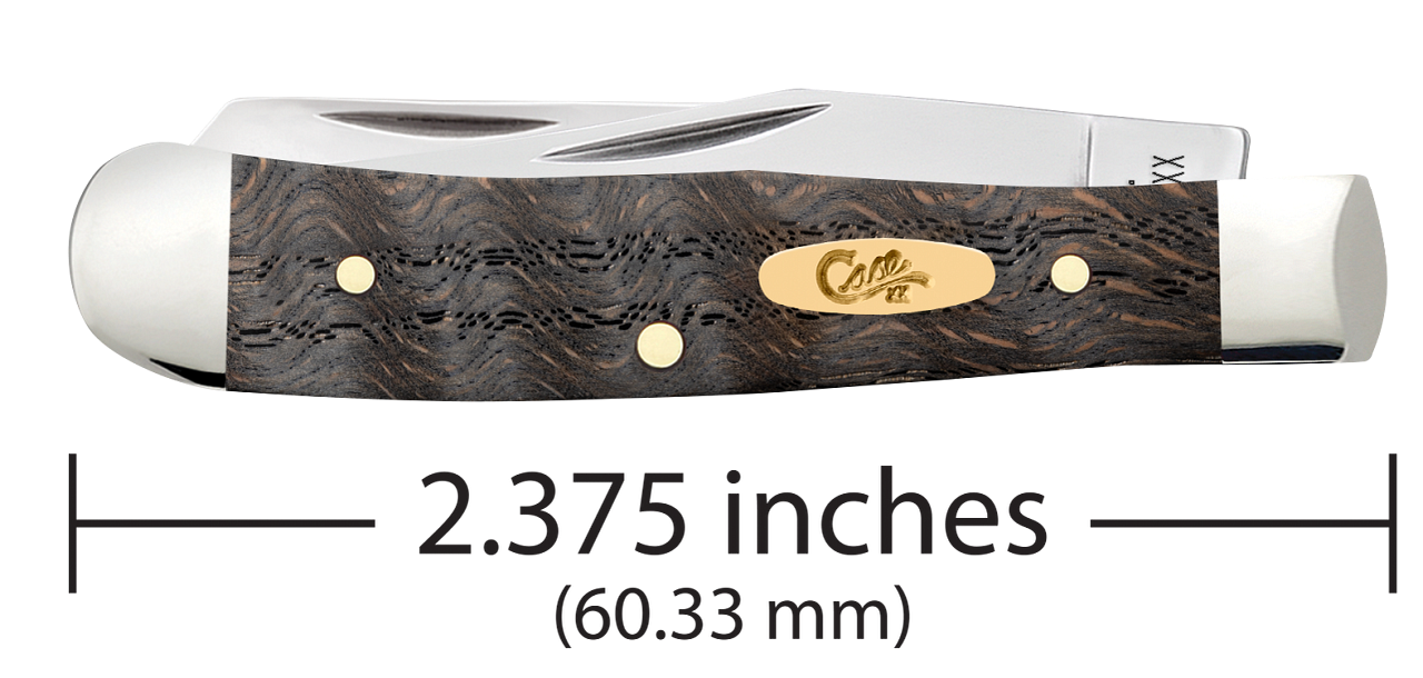 Case Knives Black Curly Oak Wood Smooth Tiny Trapper Pocket Knife
