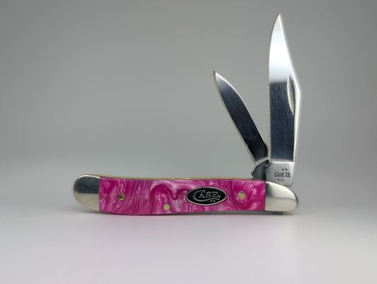 Case Knives Pink Crackle Kirinite Smooth Peanut Pocket Knife