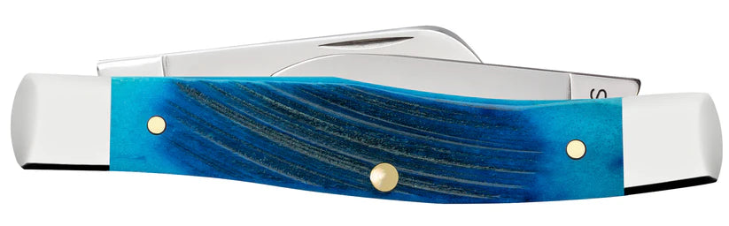 Case Knives Sawcut Jigged Caribbean Blue Bone Medium Stockman Pocket Knife