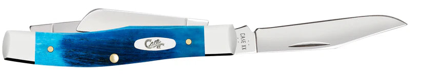 Case Knives Sawcut Jigged Caribbean Blue Bone Medium Stockman Pocket Knife