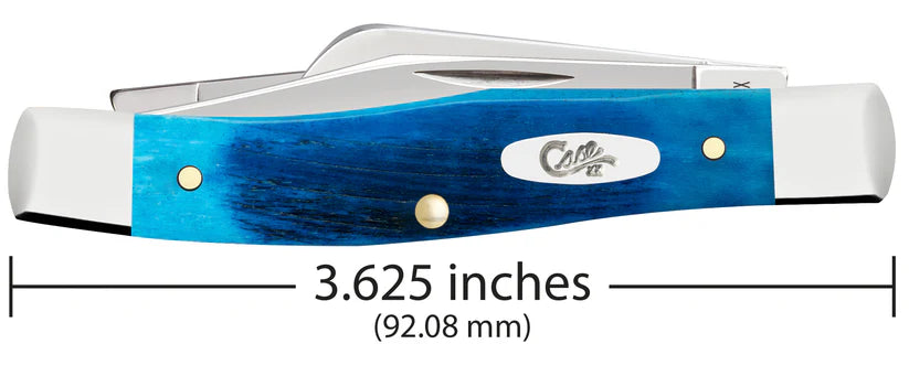 Case Knives Sawcut Jigged Caribbean Blue Bone Medium Stockman Pocket Knife