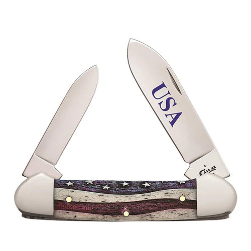 Case Knives Patriotic Smooth Natural Bone Canoe
