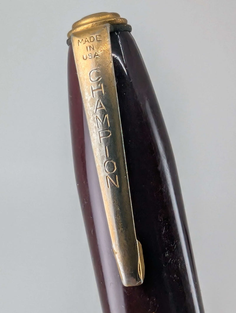 *Consignment* Champion Vintage Burgundy Fountain Pen Steel Fine Nib