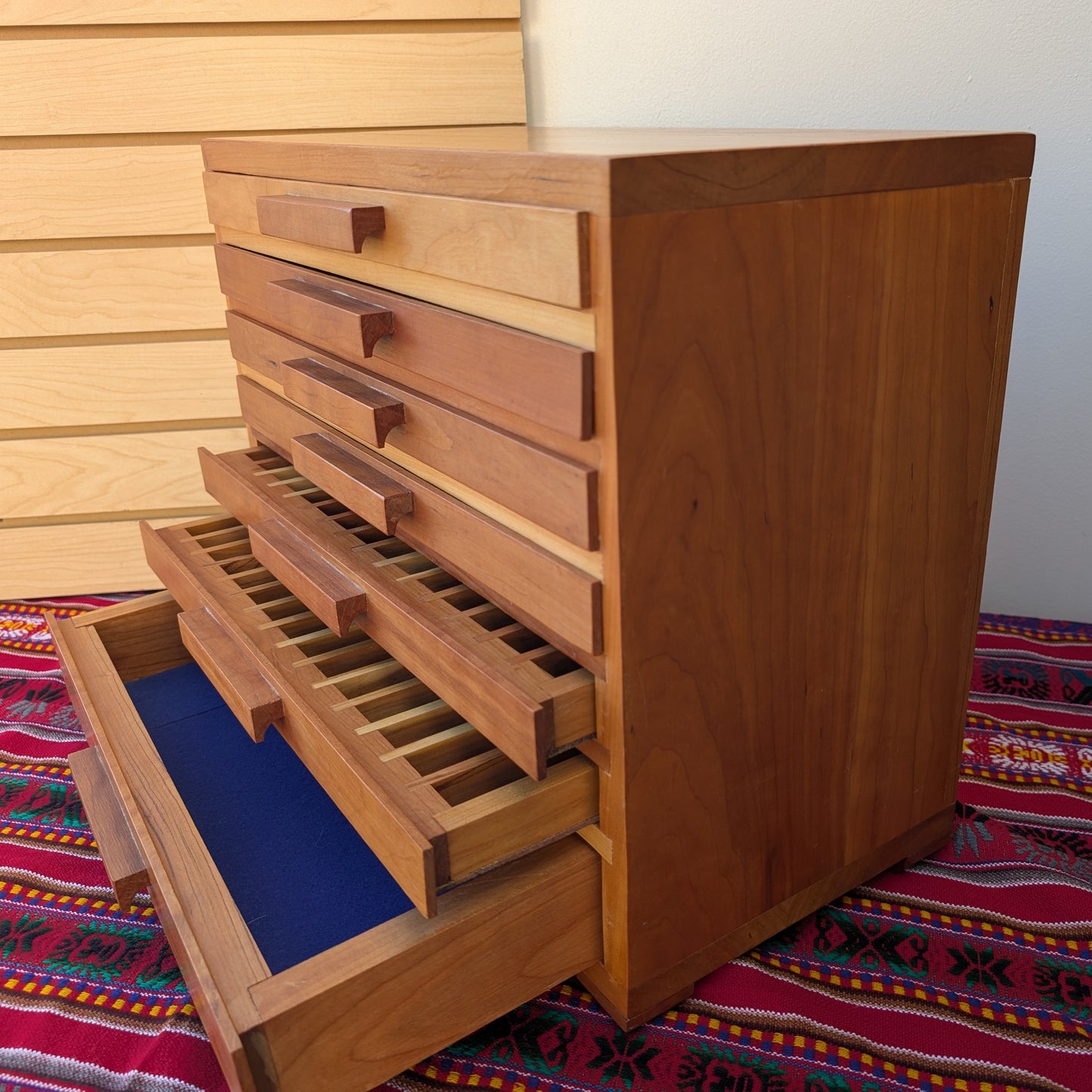 *Consignment* Artisan Handcrafted Original Design Cherry Wood 90 Pen case