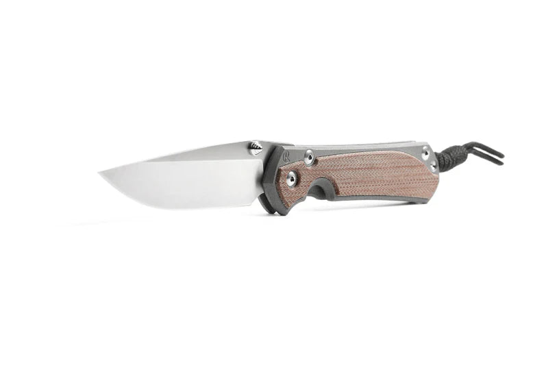 Chris Reeve Knives Large Sebenza 31 Natural Canvas Micarta Inlay Frame Lock Folding Knife
