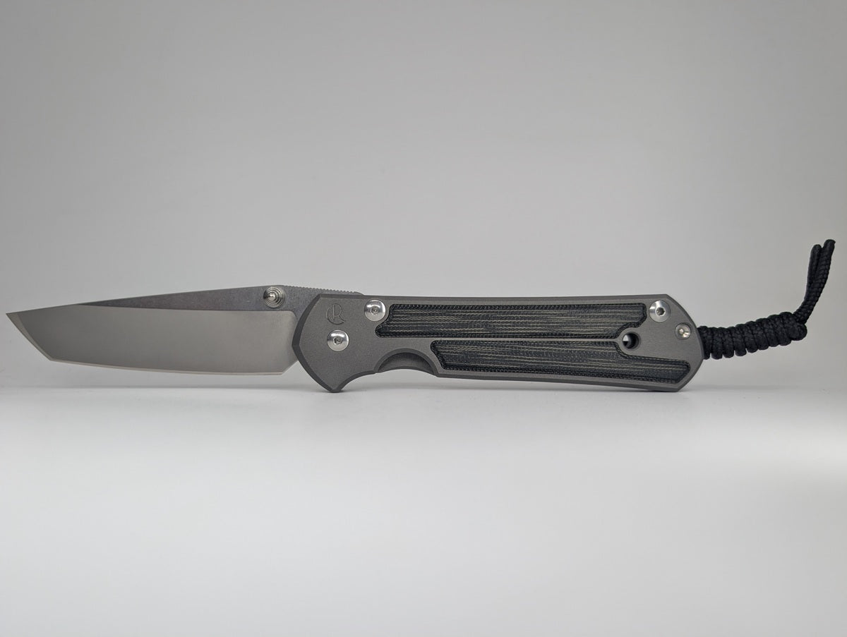 *Consignment* Chris Reeve Knives Large Sebenza 21 Inlay Black Canvas Micarta Tanto Frame Lock Folding Knife