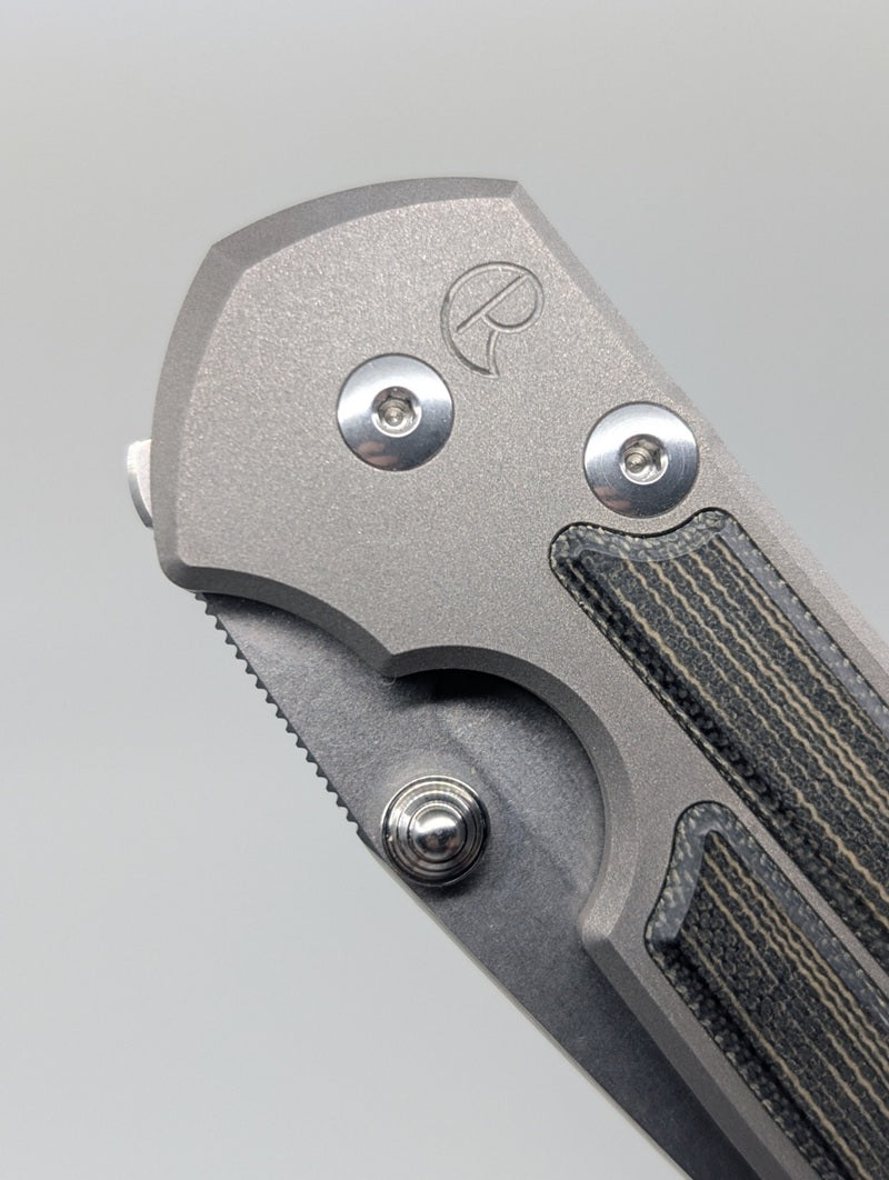 *Consignment* Chris Reeve Knives Large Sebenza 21 Inlay Black Canvas Micarta Tanto Frame Lock Folding Knife