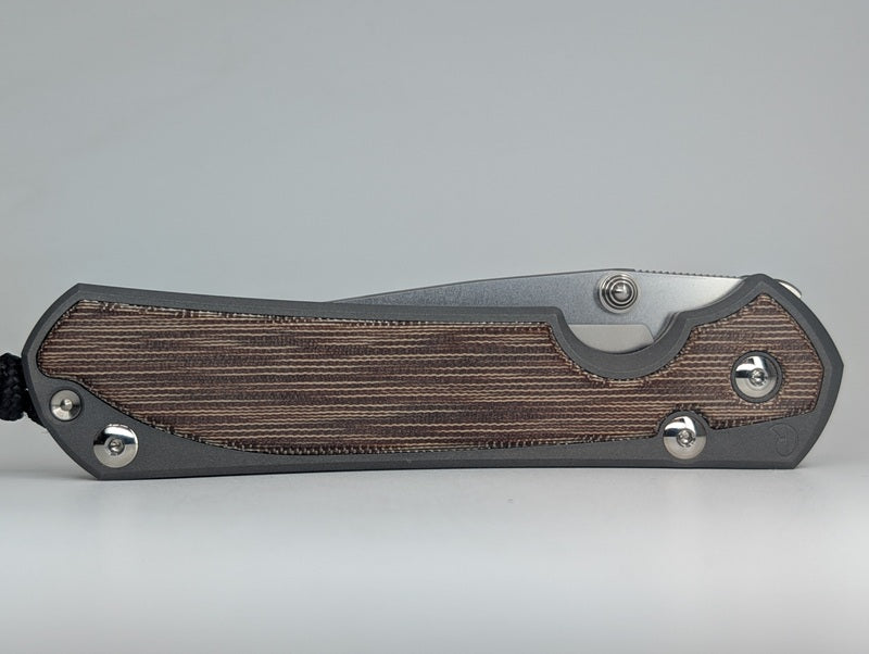 Chris Reeve Knives Large Sebenza 31 Natural Canvas Micarta Inlay Frame Lock Folding Knife