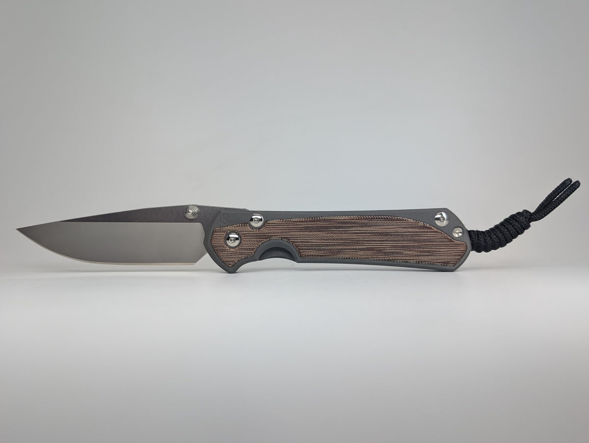 Chris Reeve Knives Large Sebenza 31 Natural Canvas Micarta Inlay Frame Lock Folding Knife