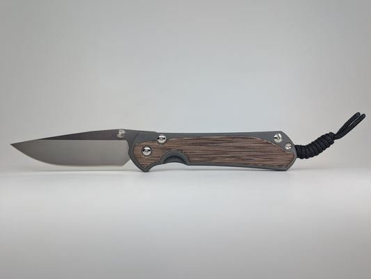 Chris Reeve Knives Large Sebenza 31 Natural Canvas Micarta Inlay Frame Lock Folding Knife