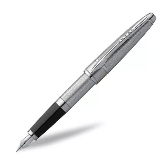 AT Cross Apogee Chrome Fountain Pen 18k Gold Medium Nib