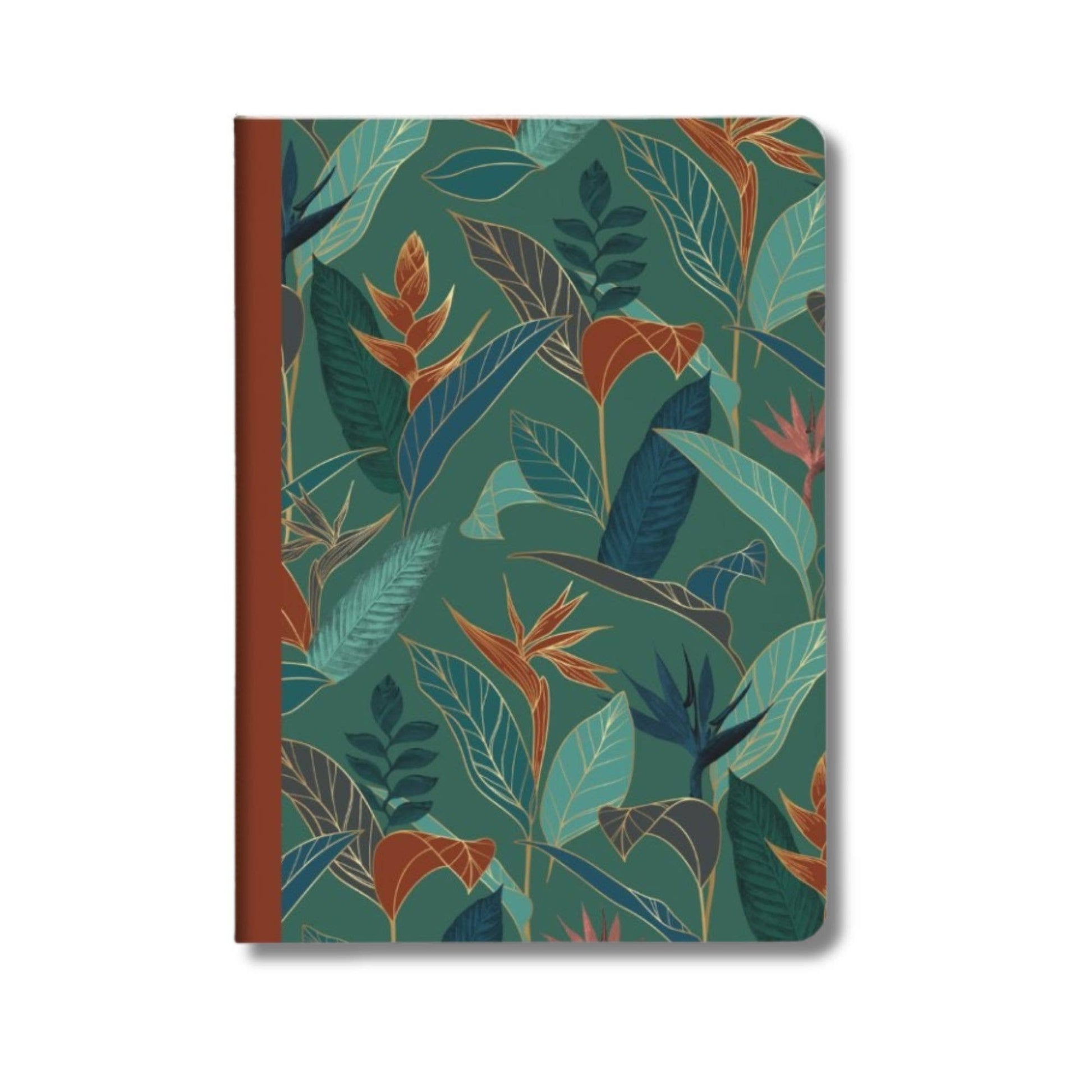 Clairefontaine "Gaia Blue" Ginkgo Notebook with a colorful leaf pattern on a white background