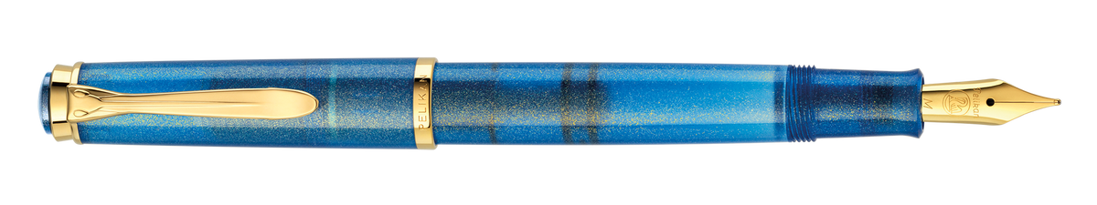 Pelikan M200 Set Golden Lapis Pen of the Year Fountain Pen w/ Edelstein Golden Lapis Ink Bottle